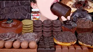 ASMR CHOCOLATE ICE CREAM MARSHMALLOW CAKE NUTELLA DESSERT MUKBANG 초콜릿 먹방 チョコレート 咀嚼音 EATING SOUNDS