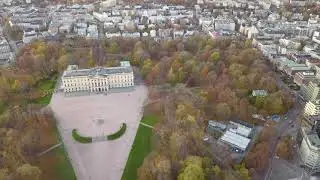 Norway - Oslo -  The Royal Palace - The Royal House of Norway 2019.11 drone 4k