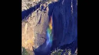 Stunning Rainbow Waterfalls At Yosemite