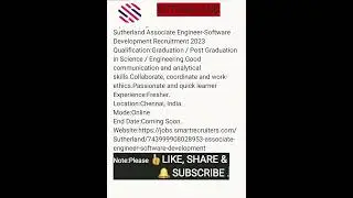 Sutherland Associate Engineer Software Development Recruitment 2023 #shorts #viral #youtube