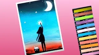 Vẽ phấn ti&ecirc;n / Vẽ tranh galaxy / Paint galaxy / Soft pastel drawing I K37P1 Art