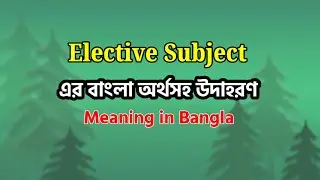 Elective Subject Meaning in Bangla || Elective Subject Mane ki || Elective Subject অর্থ কি || Word 