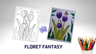 Colouring Tulip flower |  Pencil Colouring |  Floret Fantasy