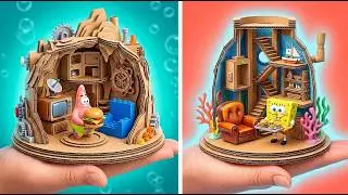 Мы построили мини-домик SpongeBob из картона&hellip; ВАУ 😳🧽🔥