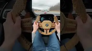 ASMR📍BMW car steering wheel made of Brown smooth grip feels amazing #Driving #BMWLife #ASMR