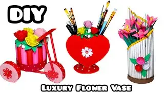 Luxury Flower Vase From Cardboard / Easy & Budget Friendly Craft / DIY Ecofriendly Home Decorations 