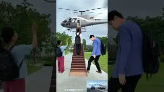 Stop when you wave your hand. Travel by helicopter is convenient.