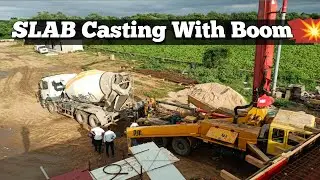 Amezing Techniques Construction 🏗️ RCC Slab Casting With A Boom 💥 hydraulic machine 🏗️ In The Rain ☔