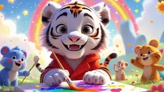 🐯 White Tiger Cub Play Time | Kids English Animation Video Song | Fun Folk Tales | Toddlers Song 🌈🎊