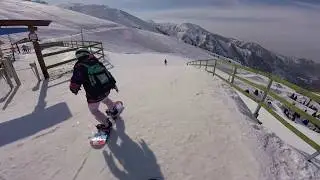 Snowboarding at Shymbulak mountain resort in Almaty