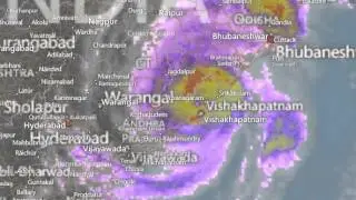 Hud Hud Cyclone on Ground Satellite Map