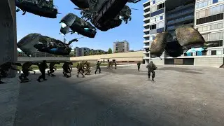 Vortigaunts and Rebels vs Combine Shotgunners - Test NPC Battle in Garry's Mod