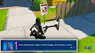 Place Ghostbusters Signs in Fortnite