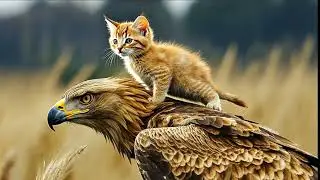 Unusual Duo: Kitten and Eagle on a Wild Adventure! #cute #short #shortvideo #animals