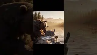 Lakeside Reading Spot #ai #bear #rabbit