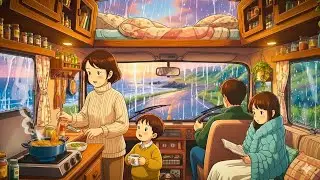 Rain Outside, Warmth Inside: Cozy Family Moments in Our Mobile Home 🌧️🏡❤️. | Ghibli Silent Days