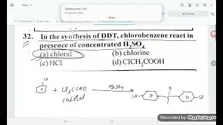 in the synthesis of DDT chlorobenzene react in presence of concentrated H2SO4