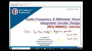 Lecture 1 Low Noise Amplifier Introduction | Unit 3