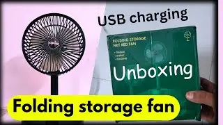 cool gadgets 🔥usb चार्जिंग वाला फैन । folding storage net red fan with usb charging