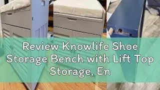 Review Knowlife Shoe Storage Bench with Lift Top Storage, Entryway Bench with Door Cabinet, Adjustab