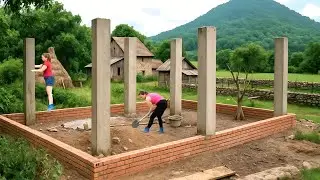 Building a Grand House for Ducks to Replace the Old Coop | Pouring Concrete for Steel Columns