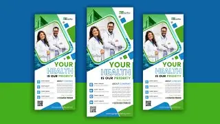 Photoshop Tutorial || Medical Roll Up Banner Design For Hospital