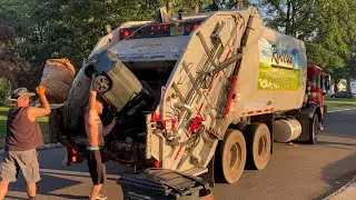 Fast Roselle Disposal Peterbilt PacTech Rear Loader Garbage Truck Packing Heavy Garbage
