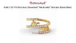0.41ct EF/VS Natural Diamond &ldquo;Mr & Mrs&rdquo; Double Band Ring 💎💍 Luxury Couple Design