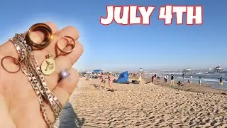 Beach Metal Detecting July 4th finding GOLD & Silver 😱