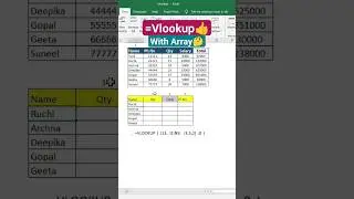 vlookup with array 🤔 #vlookup #excel #exceltricks #exceltips #viral #viralvideos