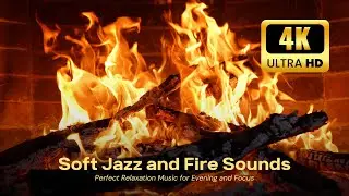 🔥 Christmas Cabin Fireplace Jazz 4K (12 HOURS) ❄️ Crackling Fire Sounds for Deep Rest