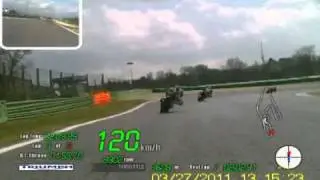 Vallelunga 27 Marzo 2011 Triumph Street Triple Racechrono ObdKey & Due telecamere.mp4