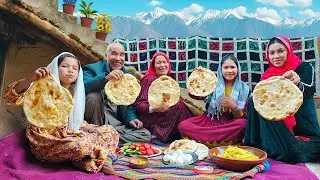Village Cooking in Afghanistan — Frying Potatoes & Baking Chapati Bread Together in Bamyan