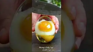 Slicing a Jelly Egg... ASMR Cut!, ASMRimo #ASMR #SatisfyingCut #NoMusic #EggSlice #OddlySatisfying
