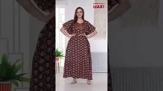 SHREE BALAJI MAXI Women's Cotton Kaftan V-Neck Maxi Nighty Nightgown
