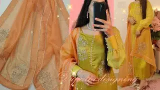 Hand embroidery dupatta designing/beautiful organza dupatta embroidery/ embellished duptta design
