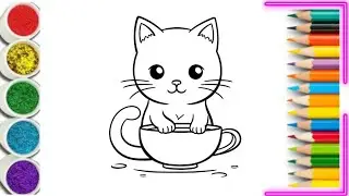 Drawing Cute Simple Cat in a Cup #cat #cup #drawingforkids #koinariart