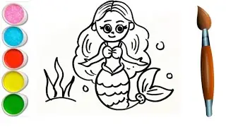 Mermaid Drawing for beginners | How to draw mermaid | Coloring Painting | Kids Drawing #mermaid 