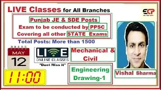 PPSC  SDE JE  LIVE Classes | Engineering Drawing-1 | Mechanical Civil | Vishal Sharma