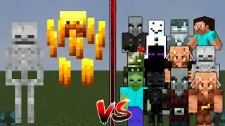 SKELETON + BLAZE vs ALL MOBS | Minecraft PE | Mob Battle