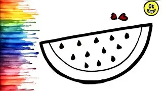 Watermelon 🍉 Drawing, Colouring for kids, Drawing for kids, Easy Drawing for kids