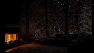 Snowy Night Outside Cabin Window| INSTANT SLEEP😴Cozy Fireplace for Deep Rest&Insomnia Relief(No Ads)