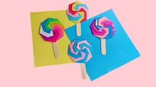 How to Make paper  Lollipop candy / Easy Origami Lollipop Candy Tutorial