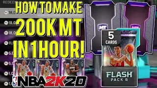 How to make 200K MT in 1 HOUR 2K20 + FLASH Pack Opening! 2 Pink Diamond PULLS! (NBA 2K20 MYTEAM)