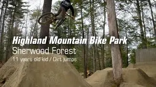 Sherwood Forest dirt jumps at Highland Mountain Bike Park - 11 years old kid