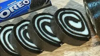 Oreo Biscuit Swiss Roll Without Whipped Cream, Dark Chocolate, Oven, Egg | No Bake Swiss Roll
