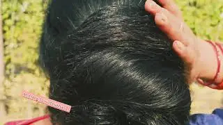 Close up big bun view of floor length long hair in garden ✨#hair @m.r.dhairgrowthvlogsuttrakhand 