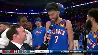 Thunder sideline reporter Nick Gallo is asked why he didn't join the scuffle at the end of the game