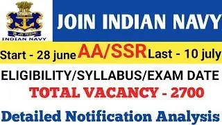 INDIAN NAVY 2019, Full Detailed Notification Analysis, Exam date, Syllbus, PFT Date, HD