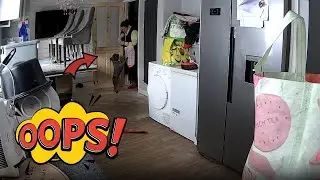 CCTV Fail: Hilarious Kitchen Prank Startles Mum! || WooGlobe